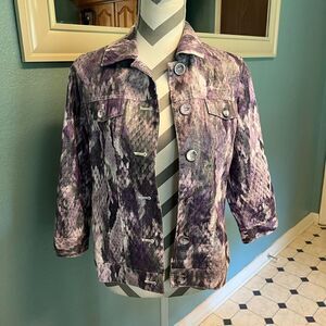 Chico’s Linen/Cotton lightweight 3/4 sleeve Purple Metallic jacket